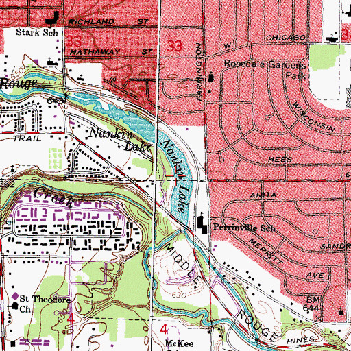 Topographic Map of Nankin Lake, MI