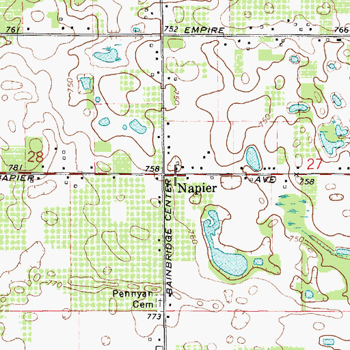 Topographic Map of Napier, MI