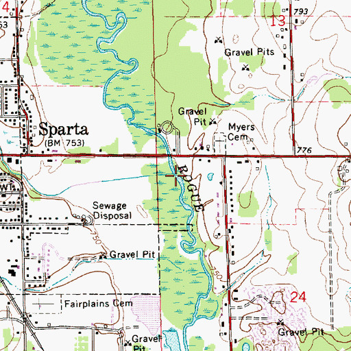 Topographic Map of Nash Creek, MI