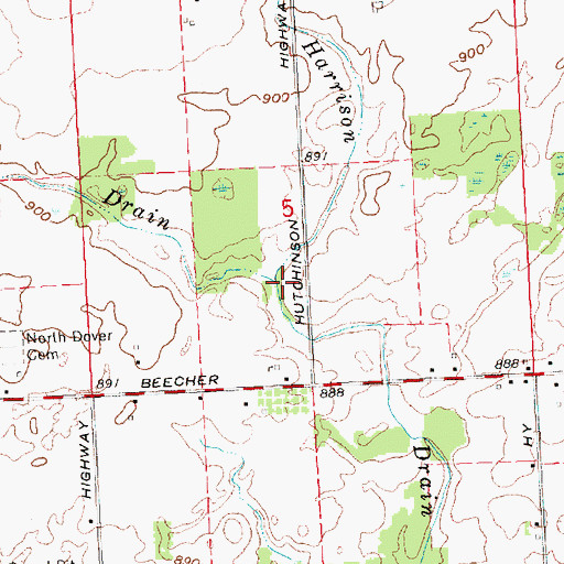 Topographic Map of Nash Drain, MI