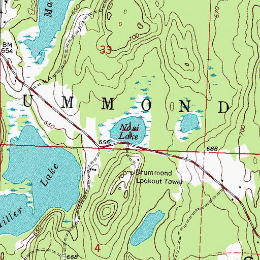 Topographic Map of Nasi Lake, MI