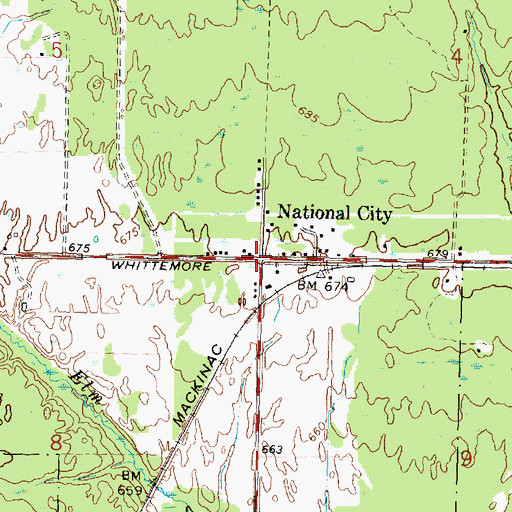 Topographic Map of National City, MI