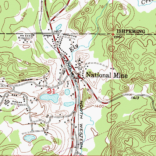 Topographic Map of National Mine, MI