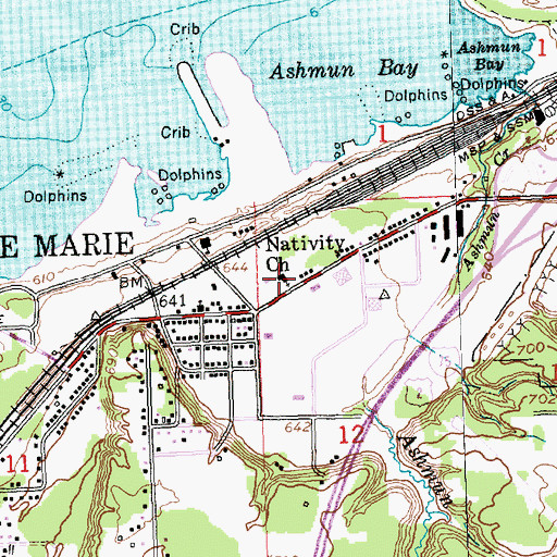 Topographic Map of Nativity Church, MI