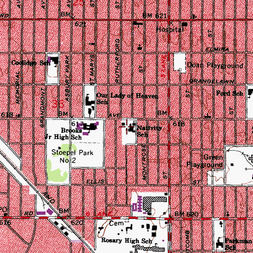 Topographic Map of Nativity School, MI