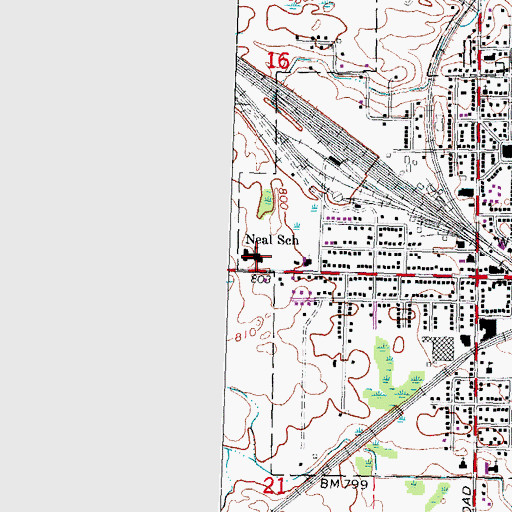 Topographic Map of Neal School, MI