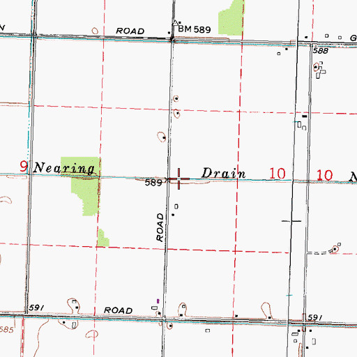 Topographic Map of Nearing Drain, MI