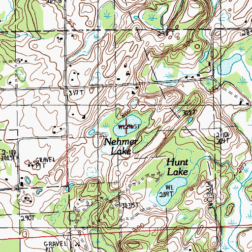 Topographic Map of Nehmer Lake, MI