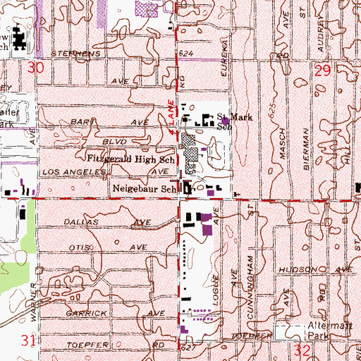 Topographic Map of Neigebaur School, MI