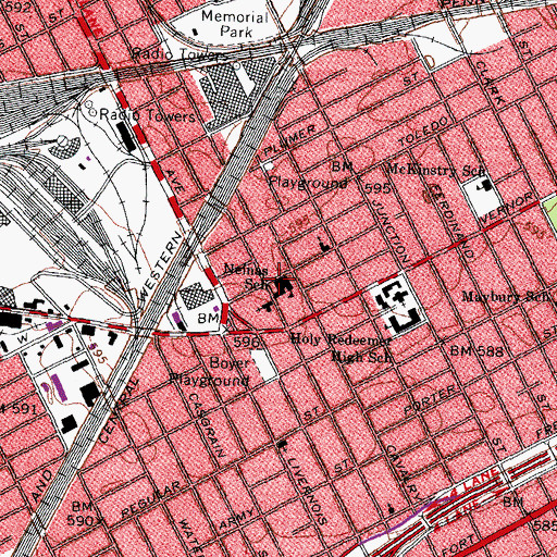 Topographic Map of Neinas School, MI