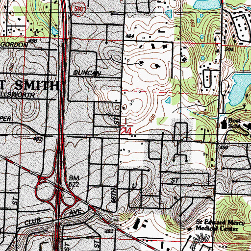 Topographic Map of Euper Lane Elementary School, AR