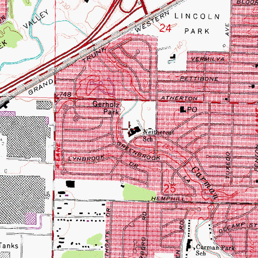 Topographic Map of Neithercut School, MI