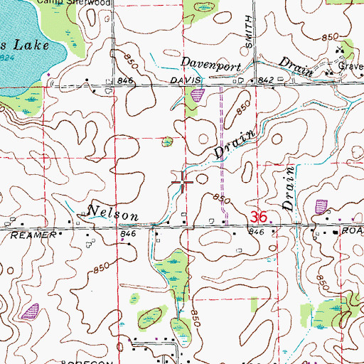 Topographic Map of Nelson Drain, MI