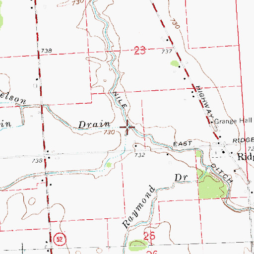 Topographic Map of Nelson Drain, MI