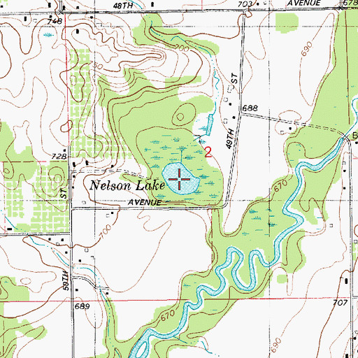 Topographic Map of Nelson Lake, MI