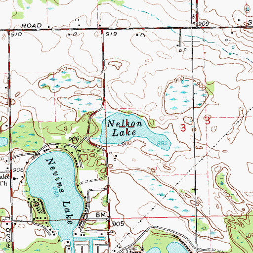 Topographic Map of Nelson Lake, MI