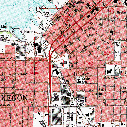 Topographic Map of Nelson School, MI
