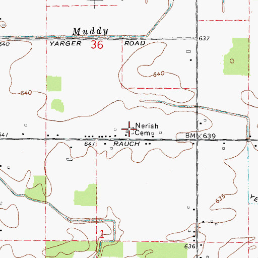 Topographic Map of Neriah Cemetery, MI
