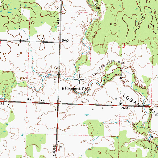Topographic Map of Nester Creek, MI