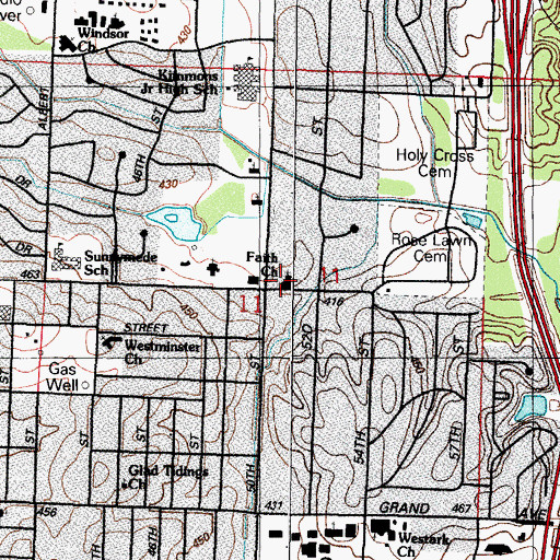 Topographic Map of Faith Assembly of God Church, AR