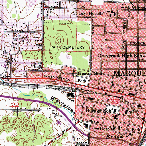 Topographic Map of Nestor School, MI