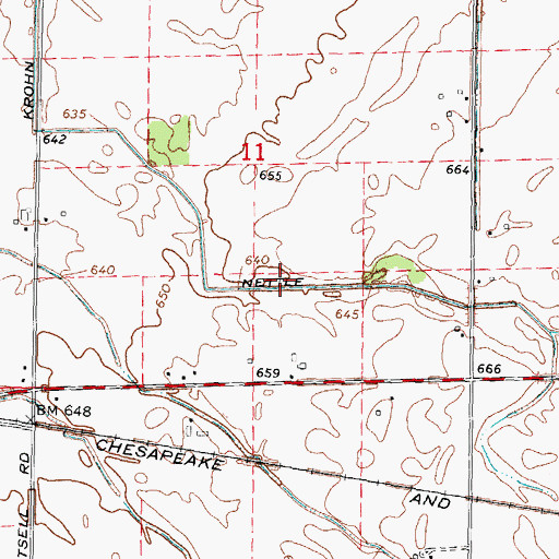Topographic Map of Nettle Run, MI