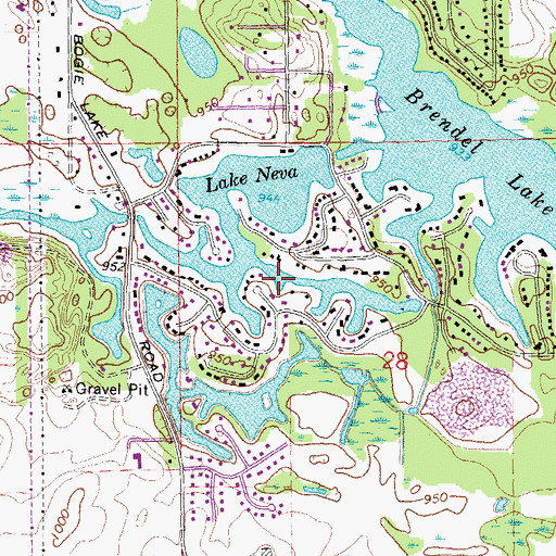 Topographic Map of Lake Neva, MI