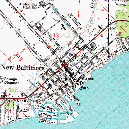 Topographic Map of New Baltimore, MI