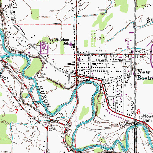 Topographic Map of New Boston, MI