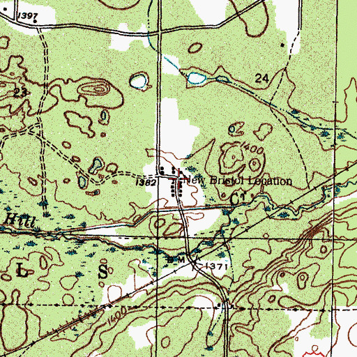 Topographic Map of New Bristol Location, MI