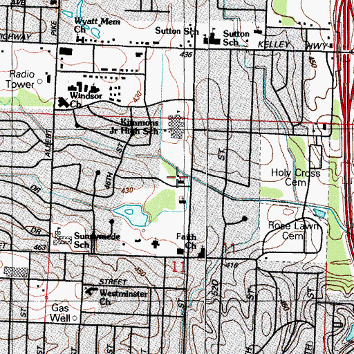Topographic Map of Fiftieth Street Church of Christ, AR