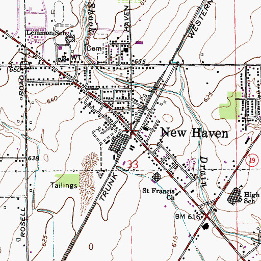 Topographic Map of New Haven, MI