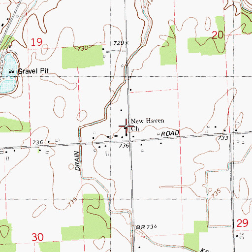 Topographic Map of New Haven Church, MI