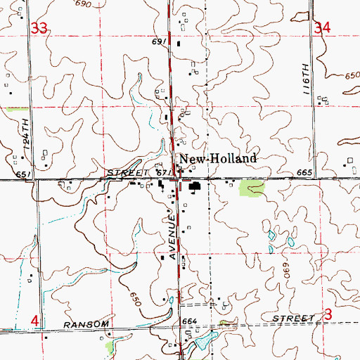 Topographic Map of New Holland, MI