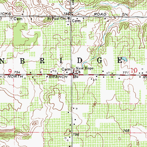 Topographic Map of New Hope Church, MI