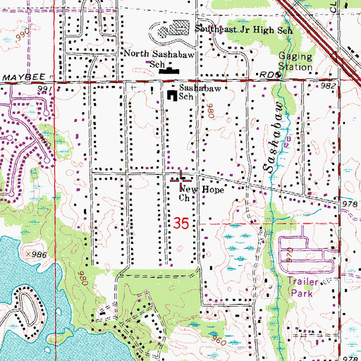 Topographic Map of New Hope Church, MI