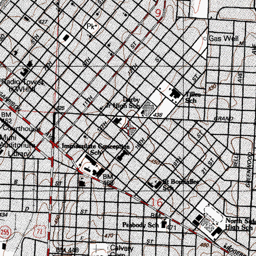 Topographic Map of First Baptist Church, AR