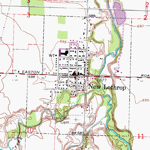 Topographic Map of New Lothrop, MI