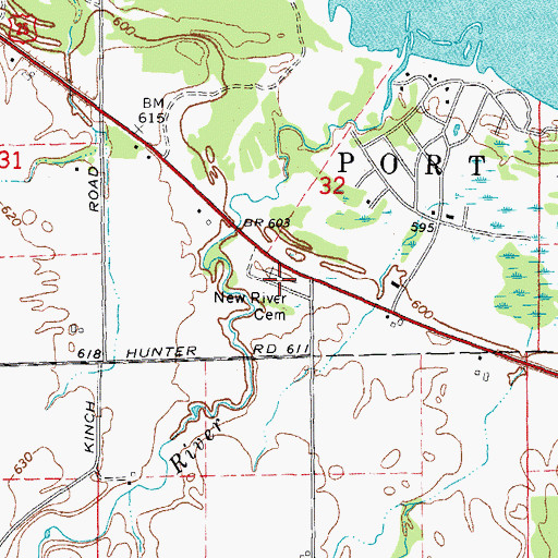 Topographic Map of New River Cemetery, MI