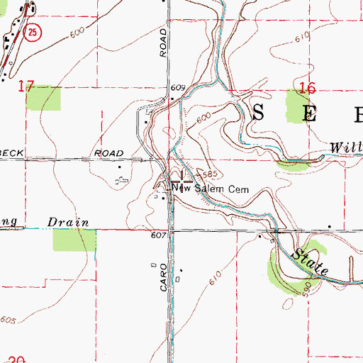 Topographic Map of New Salem Cemetery, MI