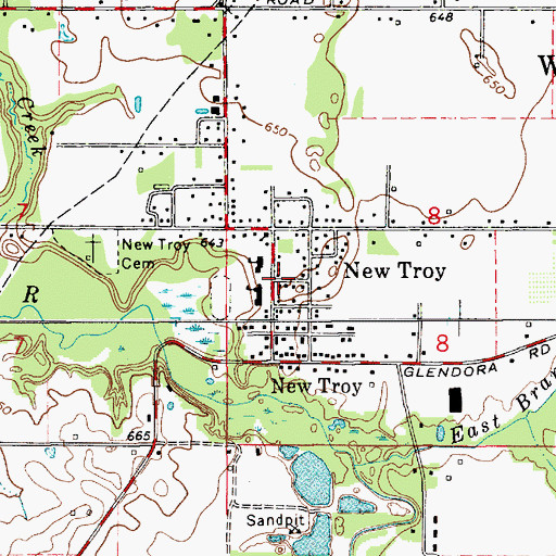 Topographic Map of New Troy, MI