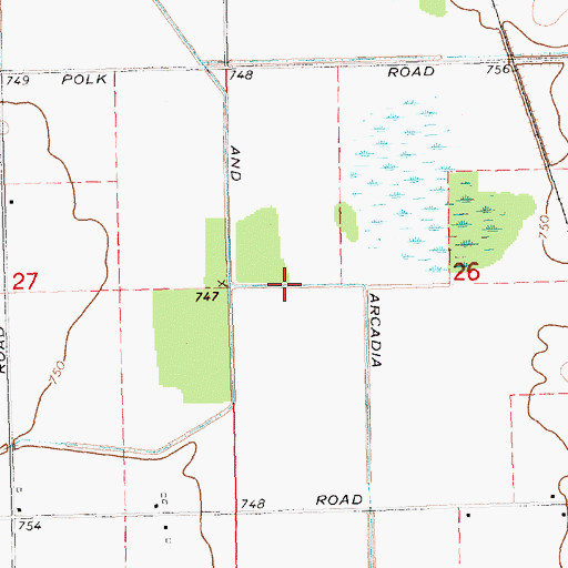 Topographic Map of Newark and Arcadia Drain, MI
