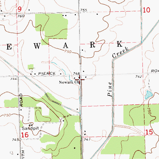 Topographic Map of Newark Church, MI