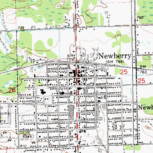Topographic Map of Newberry, MI