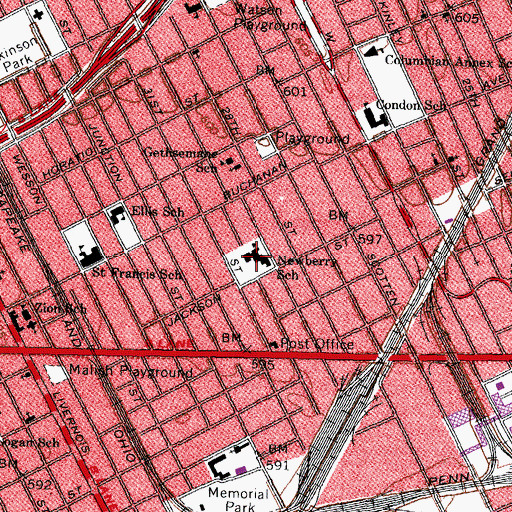 Topographic Map of Newberry School, MI