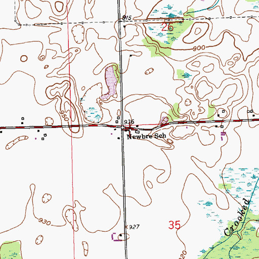 Topographic Map of Newbre School, MI