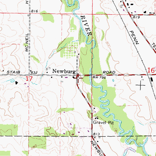 Topographic Map of Newburg, MI