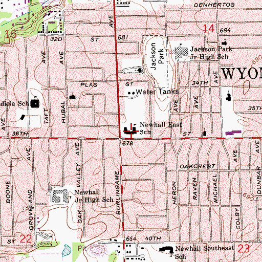 Topographic Map of Horizons High School, MI