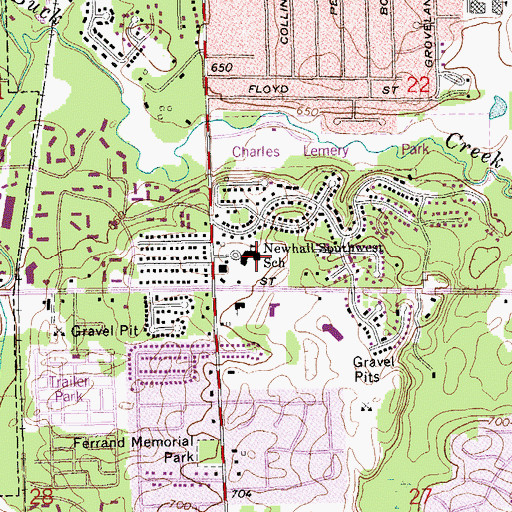 Topographic Map of Huntington Woods Elementary School, MI