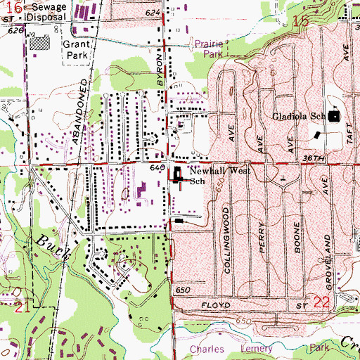 Topographic Map of West Elementary School, MI